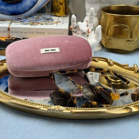 🆕 MIU MIU 🧿 NWOT Miu Regard Rectangular Sunglasses, Tortoiseshell, Beige Lens - Picture 8 of 16